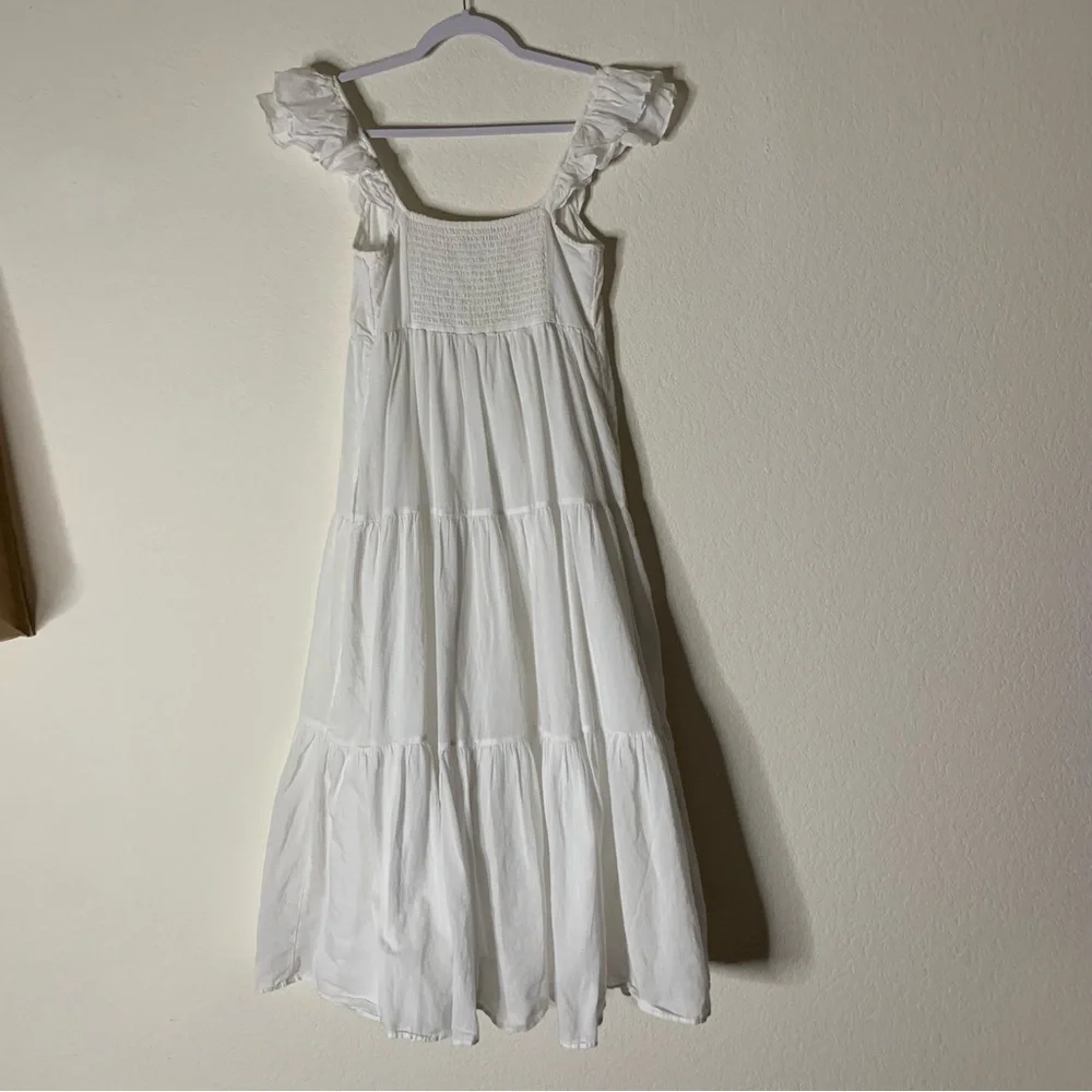 Abercrombie & Fitch White Maxi Dress with Flutter Sleeves